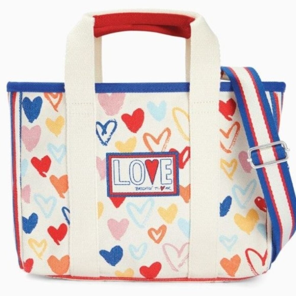 Brighton Red White And You Mini Tote Hand drawn hearts, stripes, fireworks NWT - Picture 2 of 9